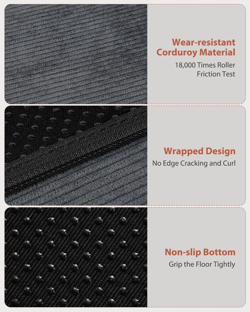 Blvornl Office Chair Mat for Hardwood Floor and Low Pile Carpet, 35.5" x 47.2" Corduroy Surface Desk Rolling Chair Mat for Hard Floors, Heavy Duty Carpeted Floor Protector Rug for Home, Dark Grey - Image 4